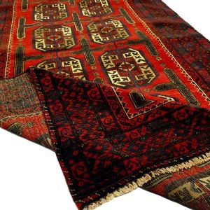 7x4 Afghani Bukhara Oriental 100% Wool Area Floor Rug 99 KPSI Red White Black